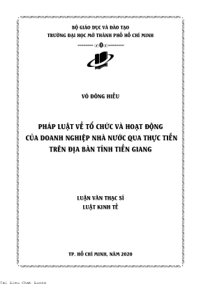 Pháp luật về tổ chức và hoạt động của doanh nghiệp nhà nước qua thực tiễn trên địa bàn tỉnh tiền giang