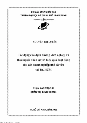 Tác động của định hướng khởi nghiệp và thuê ngoài nhân sự với hiệu quả hoạt động của các doanh nghiệp nhỏ và vừa tại thành phố hồ chí minh
