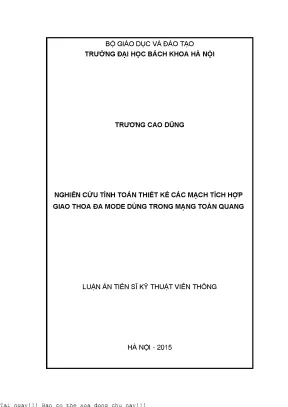 Nghiên cứu tính toán thiết kế các mạch tích hợp giao thoa đa mode dùng trong mạng toàn quang