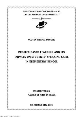 Project based learning and its impacts on students speaking skill in elementary school nguyen thi mai phuong nguyen vu phuong supervisor
