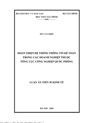 Hoàn thiện hệ thống thông tin kế toán trong các doanh nghiệp thuộc tổng cục công nghiệp quốc phòng