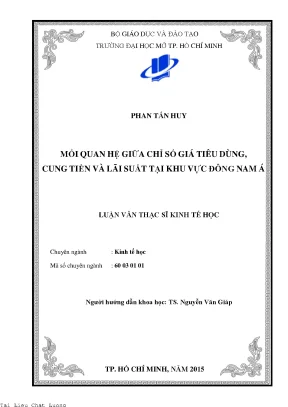 Mối quan hệ giữa chỉ số giá tiêu dùng cung tiền và lãi suất tại khu vực đông nam á