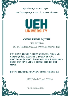 Nghiên cứu cảm nhận về video quảng cáo trực tuyến từ các thương hiệu thức ăn nhanh đến ý định mua hàng của sinh viên ở thành phố hồ chí minh