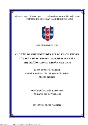 Các yếu tố ảnh hưởng đến rủi ro thanh khoản của ngân hàng thương mại niêm yết trên thị trường chứng khoán việt nam 2022