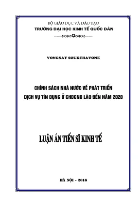 Chính sách nhà nước về phát triển dịch vụ tín dụng của chdcnd lào đến năm 2020