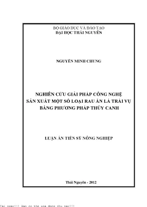 Nghiên cứu giải pháp công nghệ sản xuất một số loại rau ăn lá trái vụ bằng phương pháp thuỷ canh