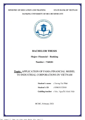 Application of fama french factors to industrial corporations in vietnam stock market bachelor thesis of banking and finance