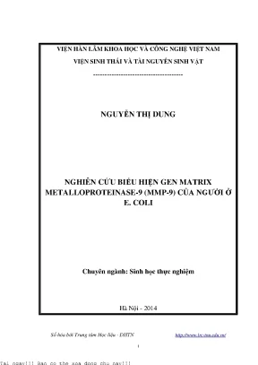 Nghiên cứu biểu hiện gen matrix metalloproteinase 9 mmp 9 của người ở e coli