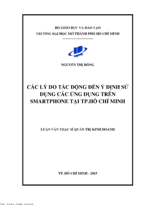 Các lý do tác động đến ý định sử dụng các ứng dụng trên smartphone tại tp hồ chí minh