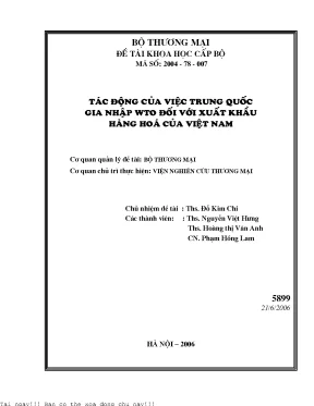 Tác động của việc trung quốc gia nhập wto đối với xuất khẩu hàng hóa của việt nam