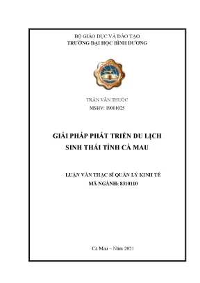 Giải pháp phát triển du lịch sinh thái tỉnh cà mau