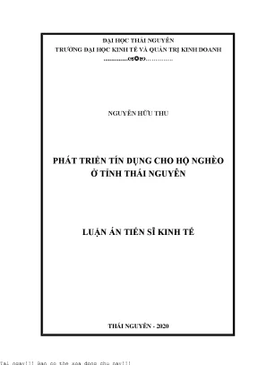 Phát triển tín dụng cho hộ nghèo ở tỉnh thái nguyên