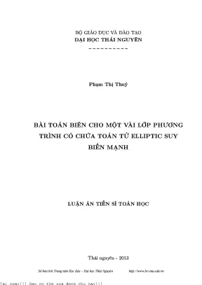 Bài toán biên cho một vài lớp phương trình có chứa toán tử elliptic suy biến mạnh