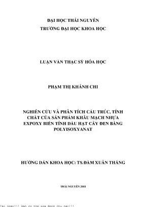 Nghiên cứu và phân tích cấu trúc tính chất của sản phẩm khâu mạch nhựa epoxy biến tính dầu hạt cây đen bằng polyisoxianat