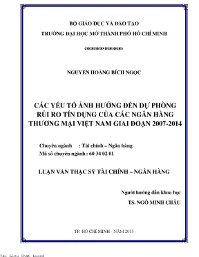 Các yếu tố ảnh hưởng đến dự phòng rủi ro tín dụng của các ngân hàng thương mại việt nam giai đoạn 2007 2014