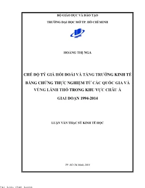 Chế độ tỷ giá hối đoái và tăng trưởng kinh tế bằng chứng thực nghiệm từ các quốc gia và vùng lãnh thổ trong khu vực châu á giai đoạn 1994 2014