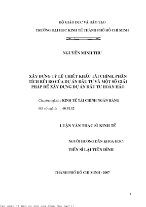 Xây dựng tỉ lệ chiết khấu tài chính phân tích rủi ro của dự án đầu tư và một số giải pháp để xây dựng dự án đầu tư hoàn hảo