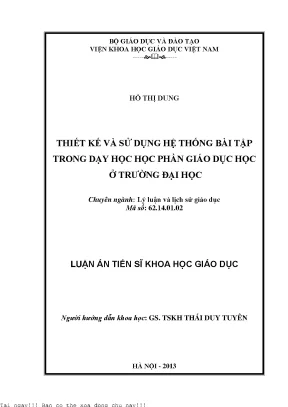 Thiết kế và sử dụng hệ thống bài tập trong dạy học học phần giáo dục học ở trường đại học