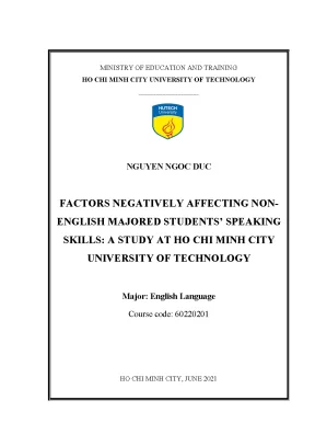 Factors negatively affecting non english majored students speaking skills a study at ho chi minh city university of technology