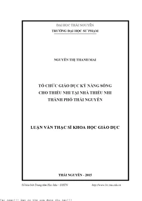 Tổ chức giáo dục kỹ năng sống cho thiếu nhi tại nhà thiếu nhi thành phố thái nguyên