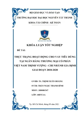 Thực trạng hoạt động cho vay tiêu dùng tại ngân hàng thương mại cổ phần việt nam thịnh vượng chi nhánh gia định giai đoạn 2018 2020