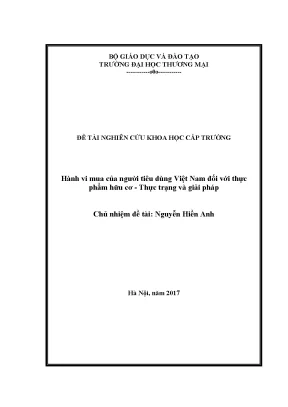 Hành vi mua của người tiêu dùng việt nam đối với thực phẩm hữu cơ thực trạng và giải pháp
