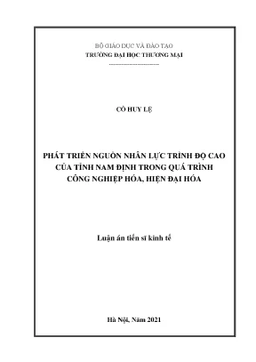 Phát triển nguồn nhân lực trình độ cao của tỉnh nam định trong quá trình công nghiệp hóa hiện đại hóa