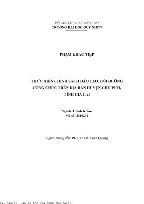 Thực hiện chính sách đào tạo bồi dưỡng công chức trên địa bàn huyện chư puwh tỉnh gia lai