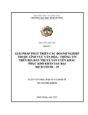 Giải pháp phát triển các doanh nghiệp thuộc lĩnh vực văn hóa thông tin trên địa bàn thị xã tân uyên khắc phục khó khăn sau đại dịch covid 19