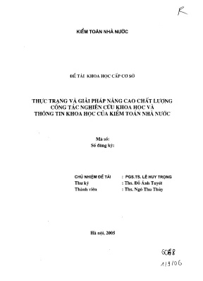 Thực trạng và giải pháp nâng cao chất lượng công tác nghiên cứu khoa học và thông tin khoa học của kiểm toán nhà nước