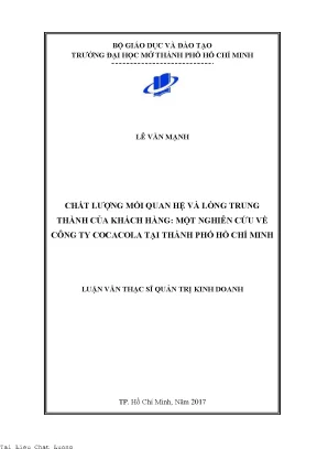 Chất lượng mối quan hệ và lòng trung thành của khách hàng