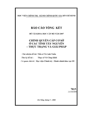 Chính quyền cấp cơ sở ở các tỉnh tây nguyên thực trạng và giải pháp