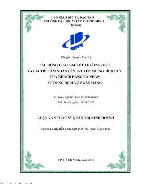 Tác động của cam kết thương hiệu và giá trị cảm nhận đến truyền miệng tích cực của khách hàng cá nhân sử dụng dịch vụ ngân hàng