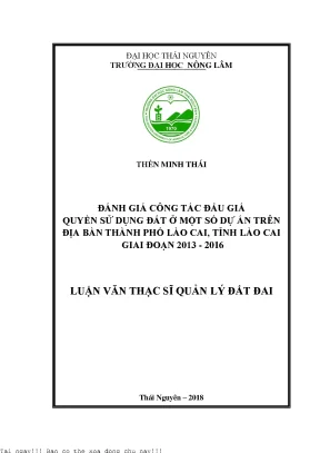 Đánh giá công tác đấu giá quyền sử dụng đất ở một số dự án trên địa bàn thành phố lào cai tỉnh lào cai giai đoạn 2013 2016