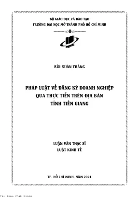 Pháp luật về đăng ký doanh nghiệp qua thực tiễn trên địa bàn tỉnh tiền giang