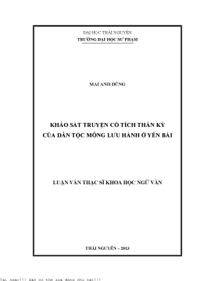 Khảo sát truyện cổ tích thần kỳ của dân tộc mông lưu hành ở yên bái