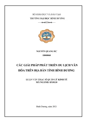 Các giải pháp phát triển du lịch văn hóa trên địa bàn tỉnh bình dương