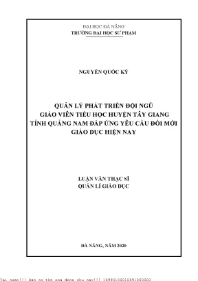 Quản lý phát triển đội ngũ giáo viên tiểu học huyện tây giang tỉnh quảng nam đáp ứng yêu cầu đổi mới giáo dục hiện nay