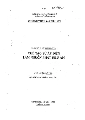 Chế tạo vật liệu sứ áp điện làm nguồn phát siêu âm