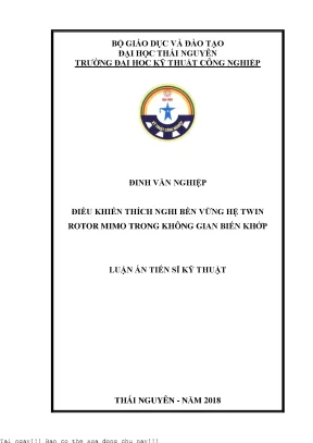Điều khiển thích nghi bền vững hệ twin rotor mimo trong không gian biến khớp