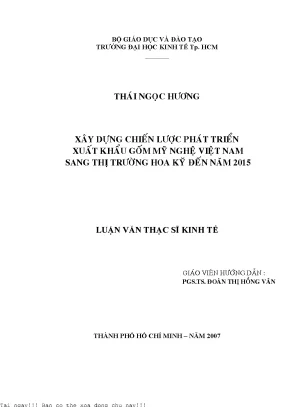Xây dựng chiến lược phát triển xuất khẩu gốm mỹ nghệ việt nam sang thị trường hoa kỳ đến năm 2015
