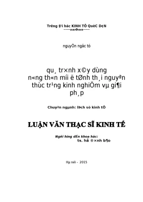 Quá trình xây dựng nông thôn mới ở tỉnh thái nguyên thực trạng kinh nghiệm và giải pháp