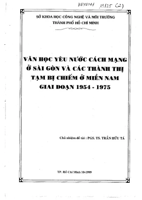 Văn học yêu nước cách mạng ở sài gòn và các thành thị tạm bị chiếm ở miền nam giai đoạn 1954 1975