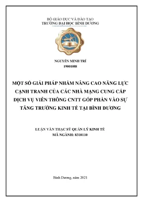 Một số giải pháp nhằm nâng cao năng lực cạnh tranh của các nhà mạng cung cấp dịch vụ viễn thông cntt góp phần vào sự tăng trưởng kinh tế tại bình dương