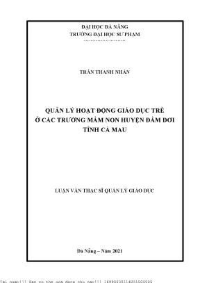 Quản lý hoạt động giáo dục trẻ ở các trường mầm non huyện đầm dơi tỉnh cà mau