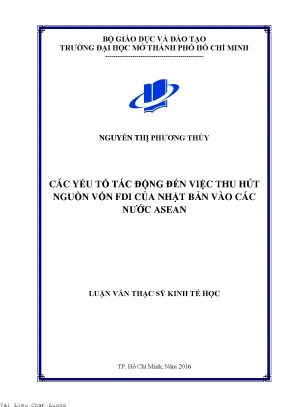 Các yếu tố tác động đến việc thu hút nguồn vốn fdi của nhật bản vào các nước asean