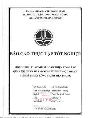 Giải pháp hoàn thiện công tác quản trị nhân sự tại công ty tnhh một thành viên kĩ thuật công trình tiên phong