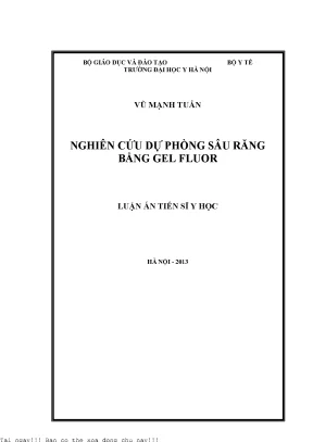 Nghiên cứu dự phòng sâu răng bằng gel fluor