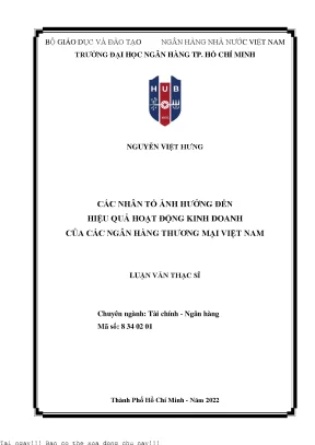 Các nhân tố ảnh hưởng đến hiệu quả hoạt động kinh doanh của các ngân hàng thương mại việt nam 2022
