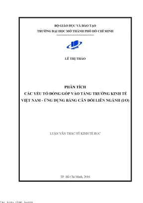 Phân tích các yếu tố đóng góp vào tăng trưởng kinh tế việt nam ứng dụng bằng cân đối liên ngành i o